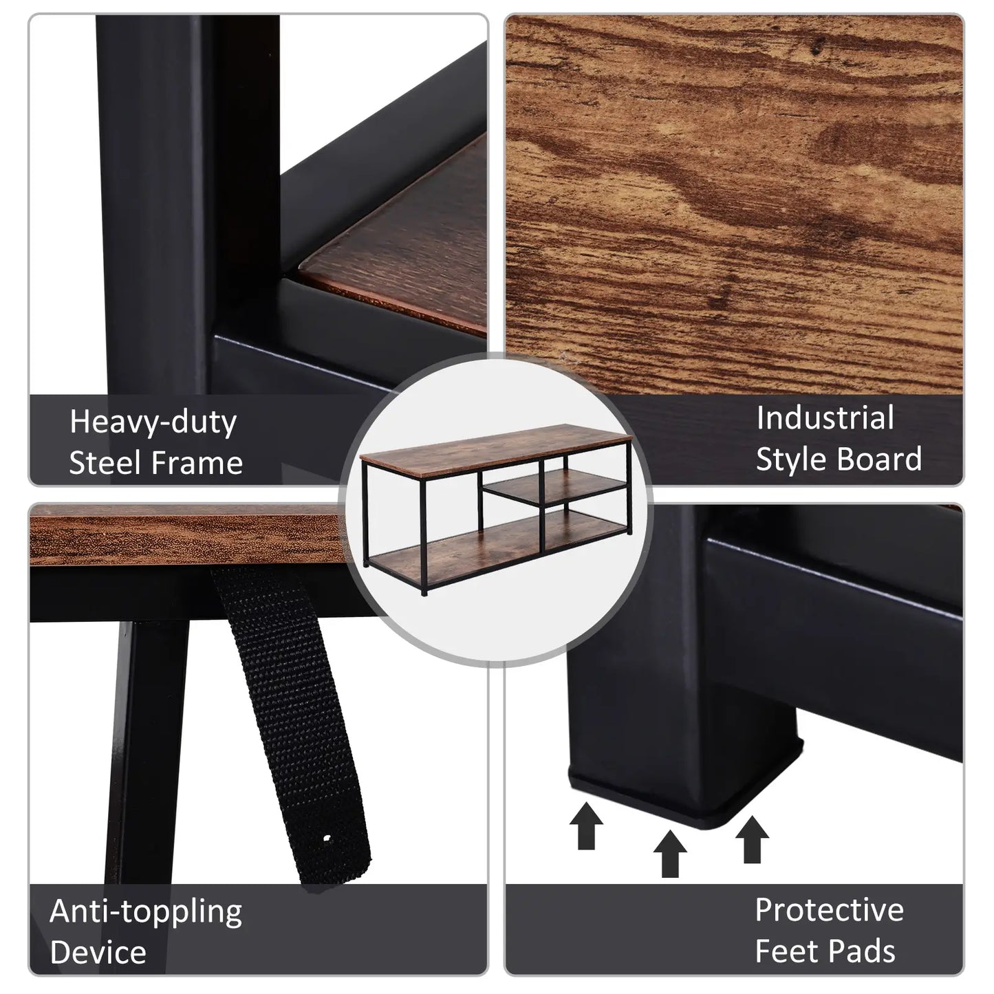 Industrial TV Unit for 55 inch TVs - Rustic Brown