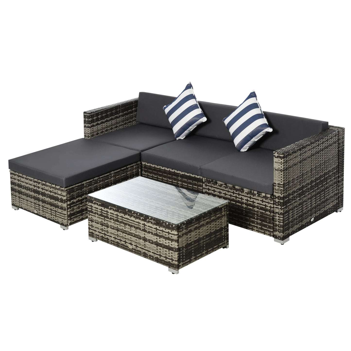 4-Seater Rattan Sofa Set in Grey