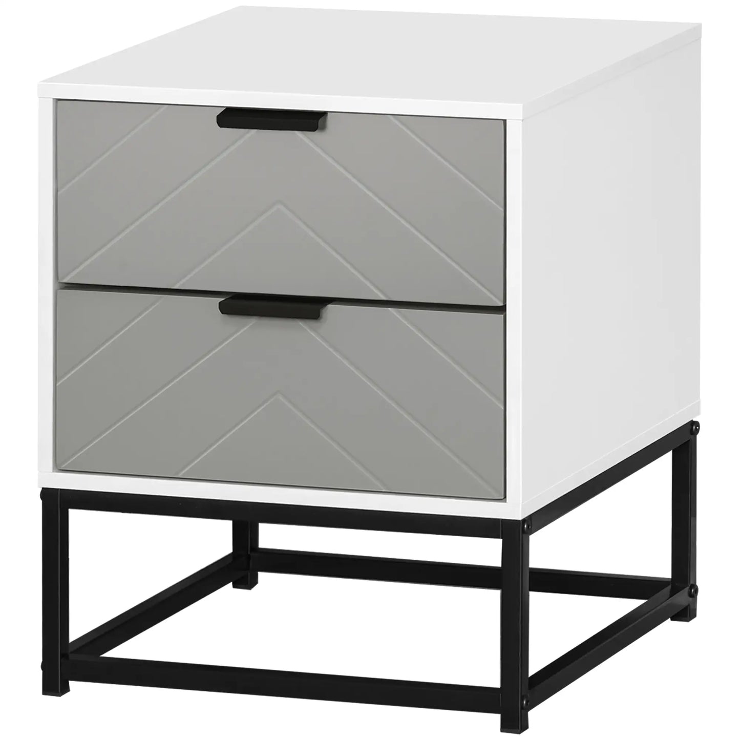 Bedside Cabinet with 2 Drawers - White, Grey, Black