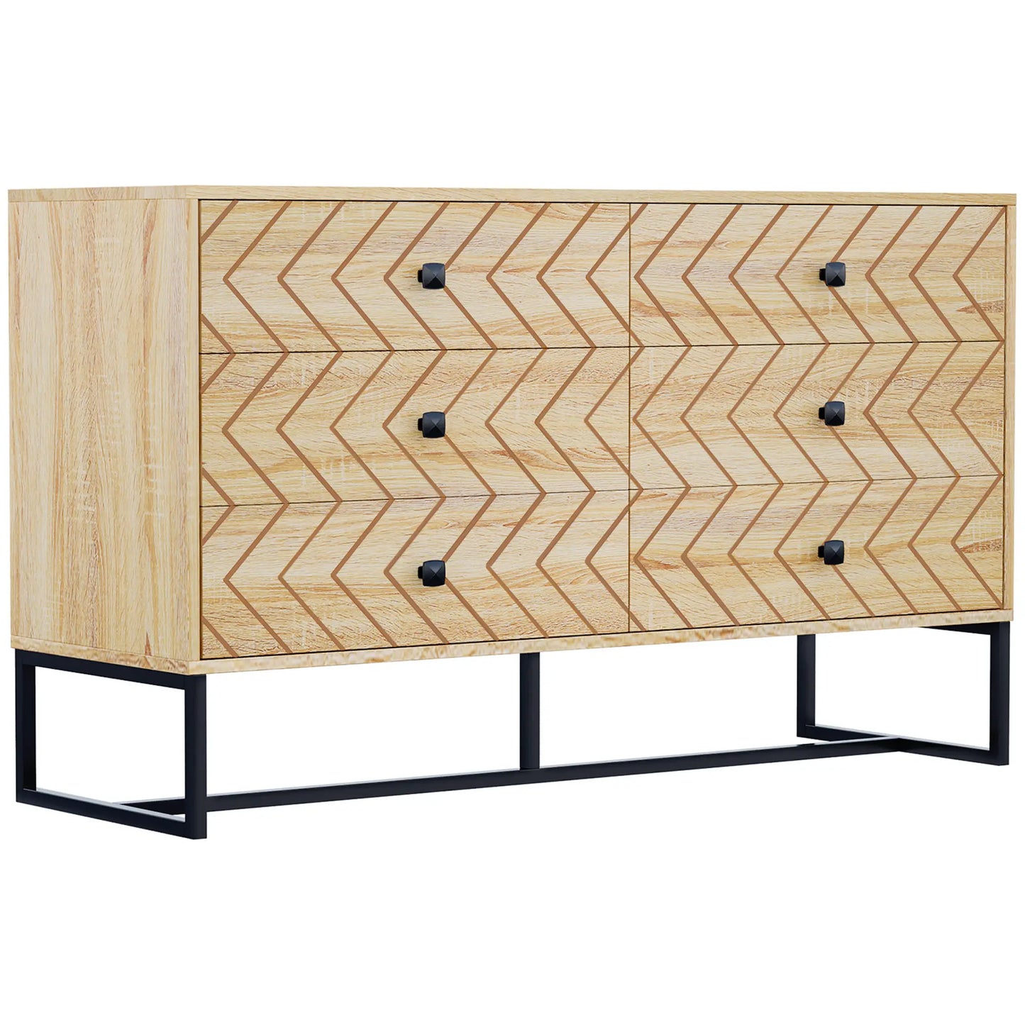 Natural Zigzag Chest of Drawers - 6 Drawers