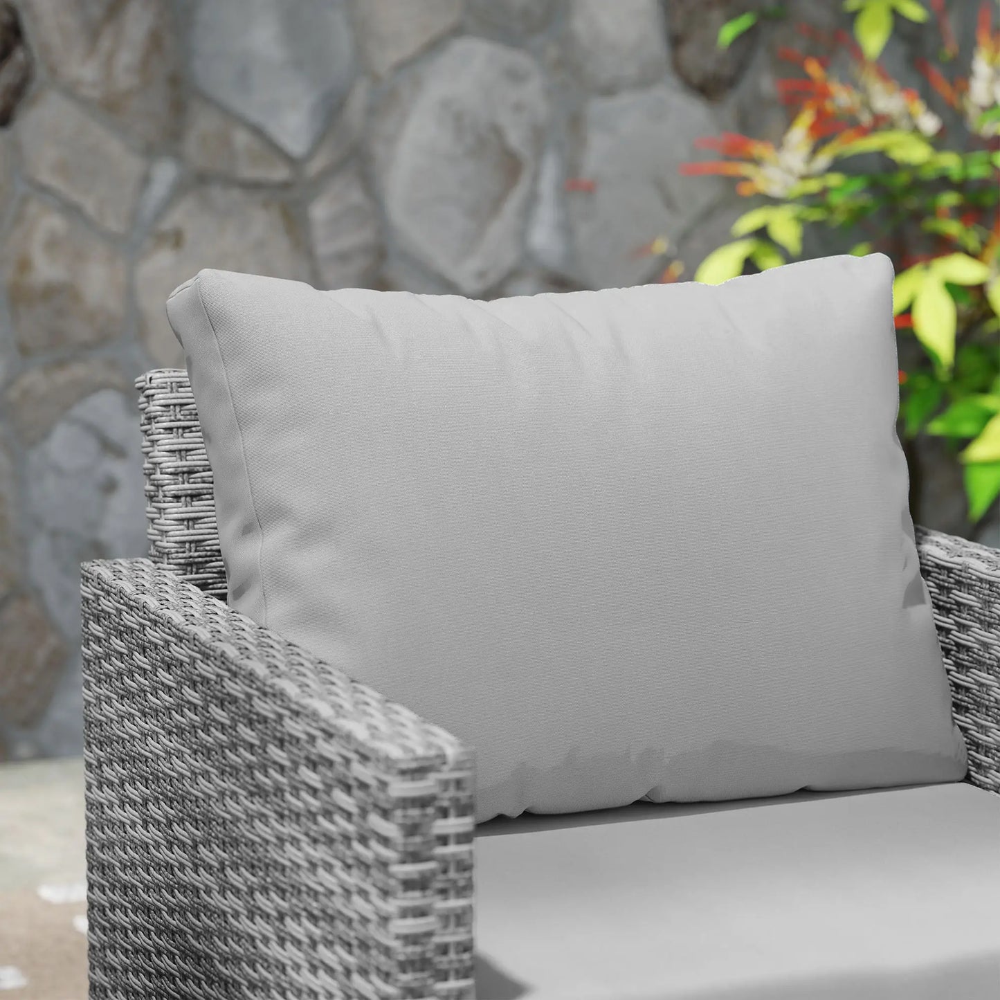 3 Piece Rattan Bistro Set with 4 Cushions - Grey