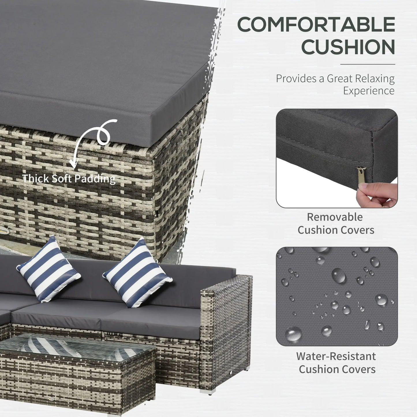 4-Seater Rattan Sofa Set in Grey