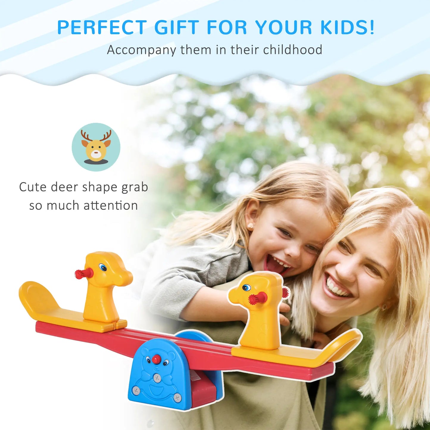 Kids Seesaw with Easy-Grip Handles for 1-4 years old
