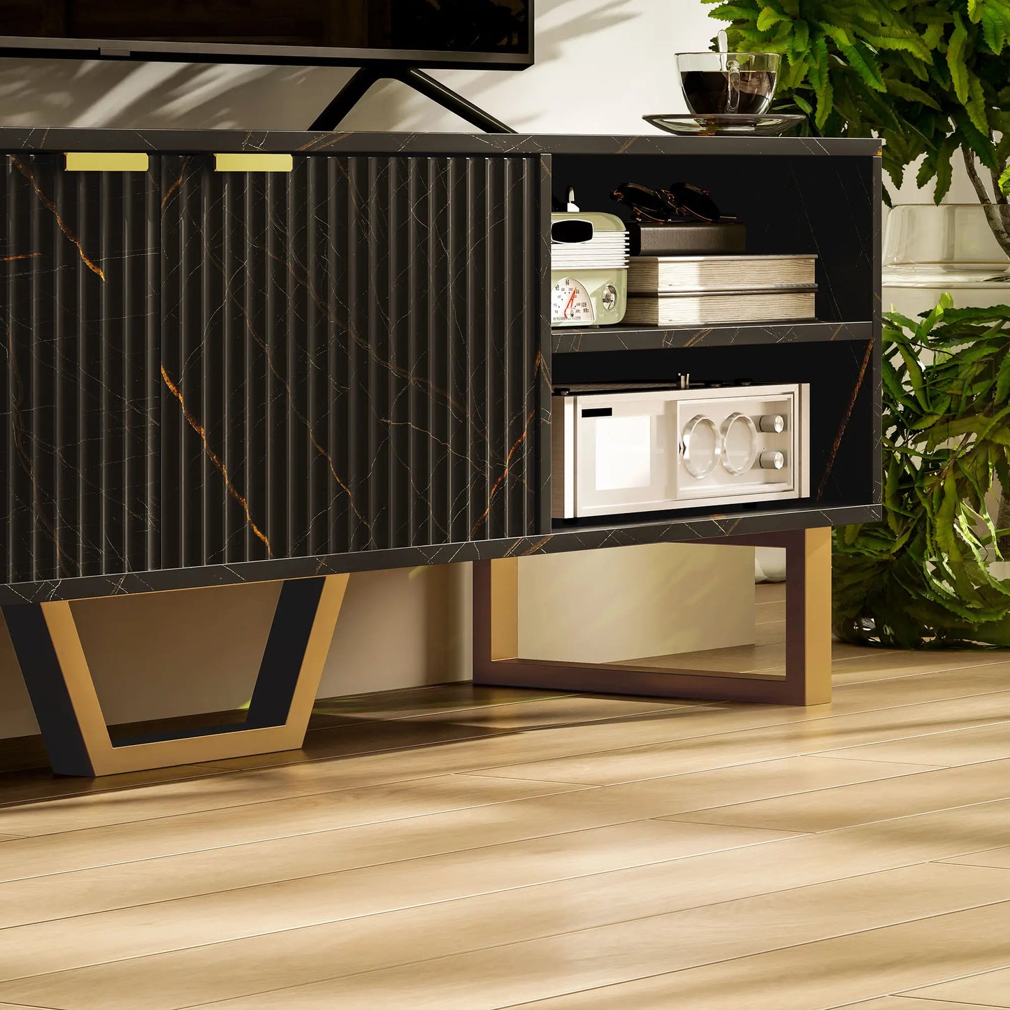 Black Marble Effect TV Stand for up to 70" TVs