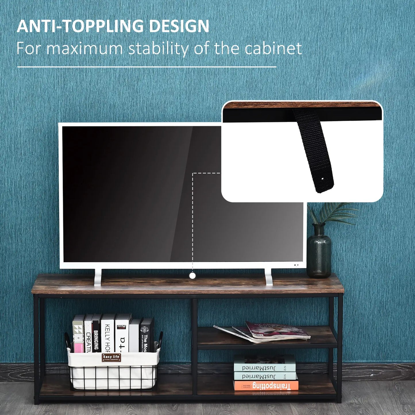 Industrial TV Unit for 55 inch TVs - Rustic Brown