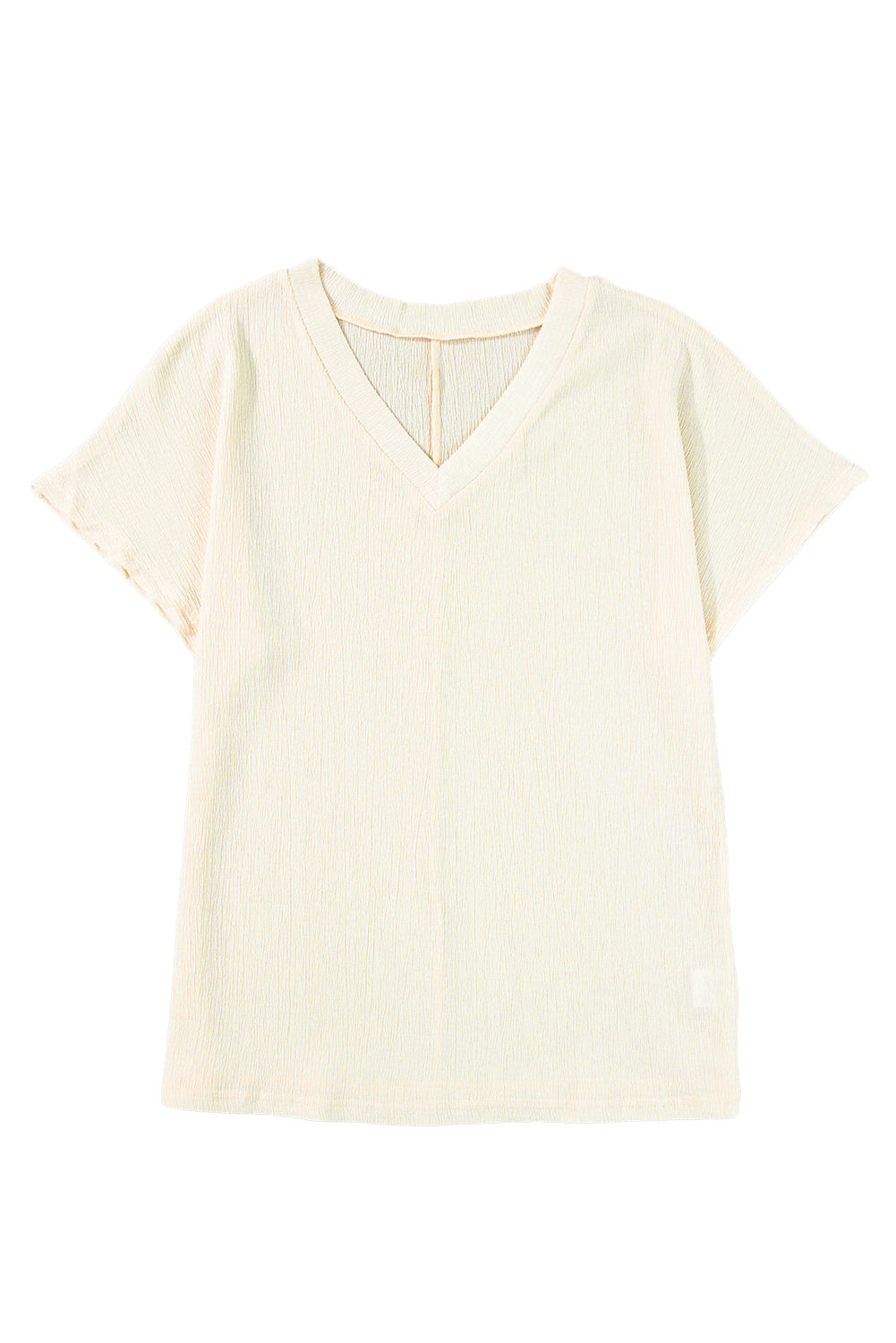 Plain Crinkled V Neck Flounce Sleeve T Shirt