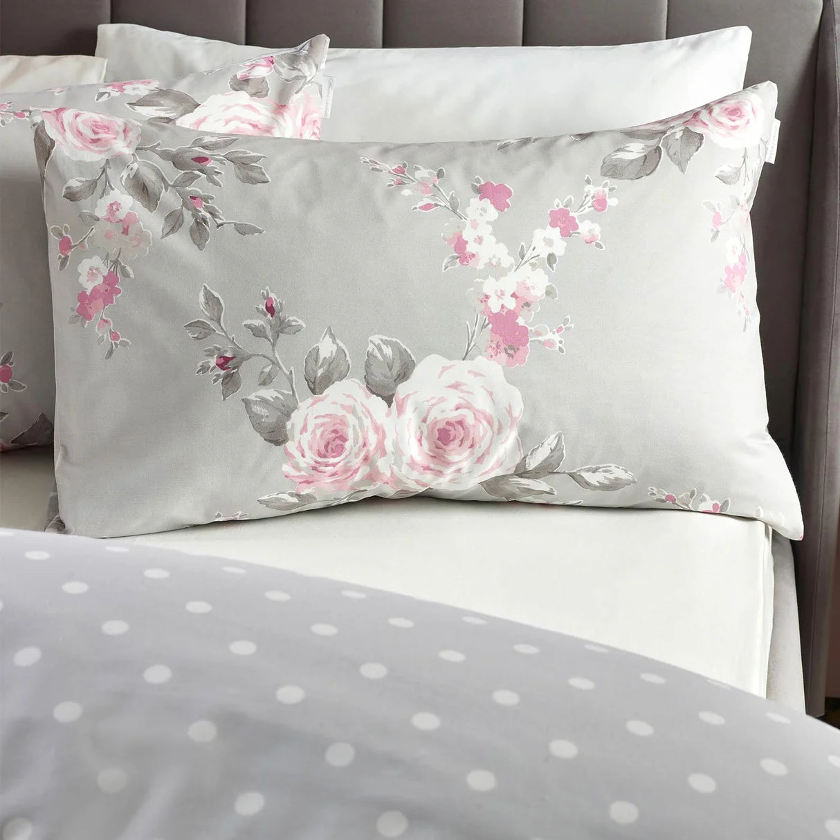 Canterbury Floral Reversible Grey Duvet Cover Set by Catherine Lansfield