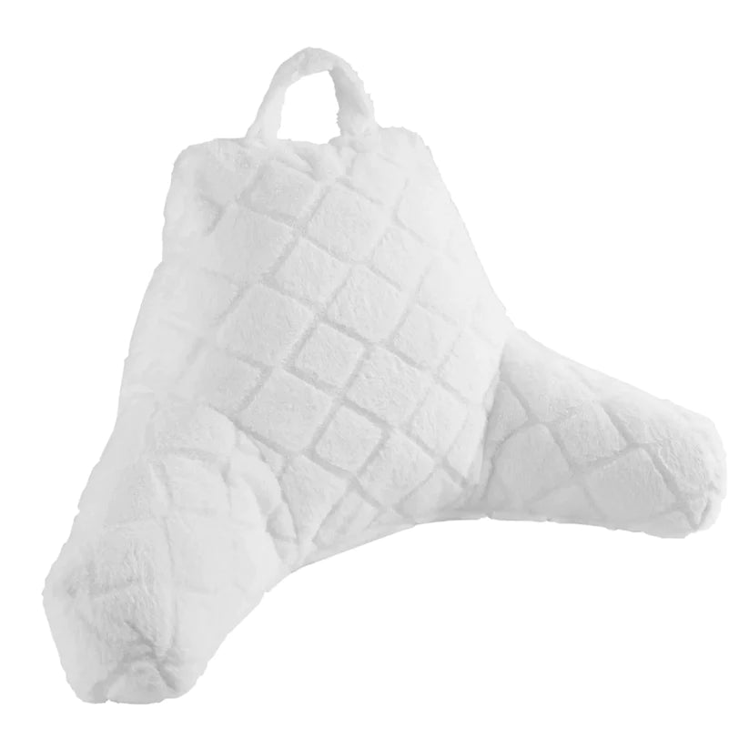 White Cosy Diamond Faux Fur Cuddle Cushion - Catherine Lansfield