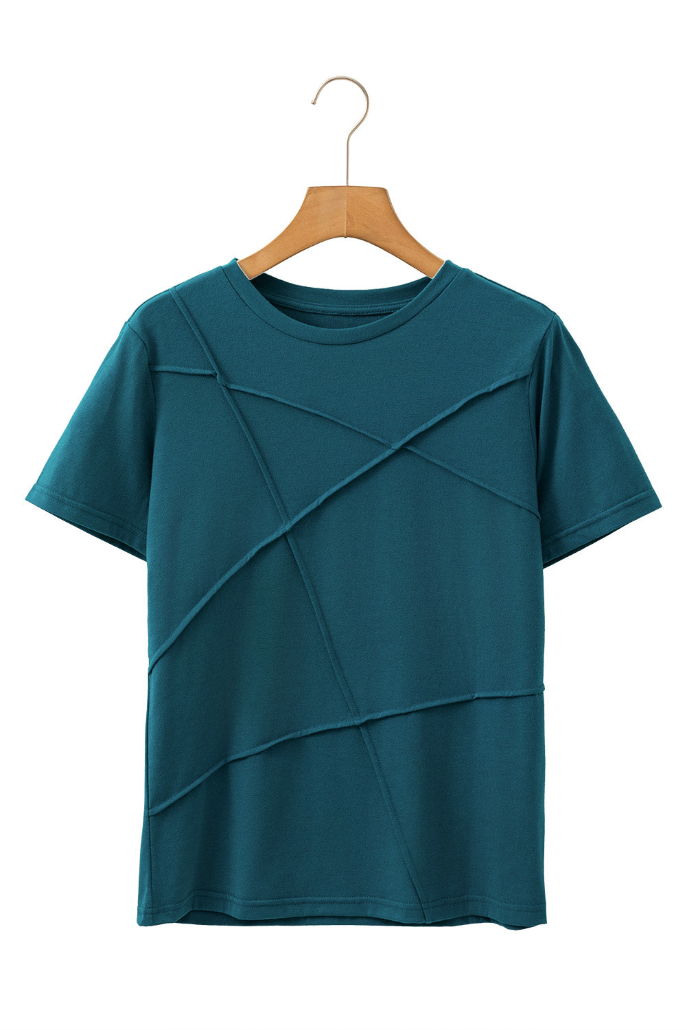 Blue Sapphire Solid Color Round Neck T Shirt