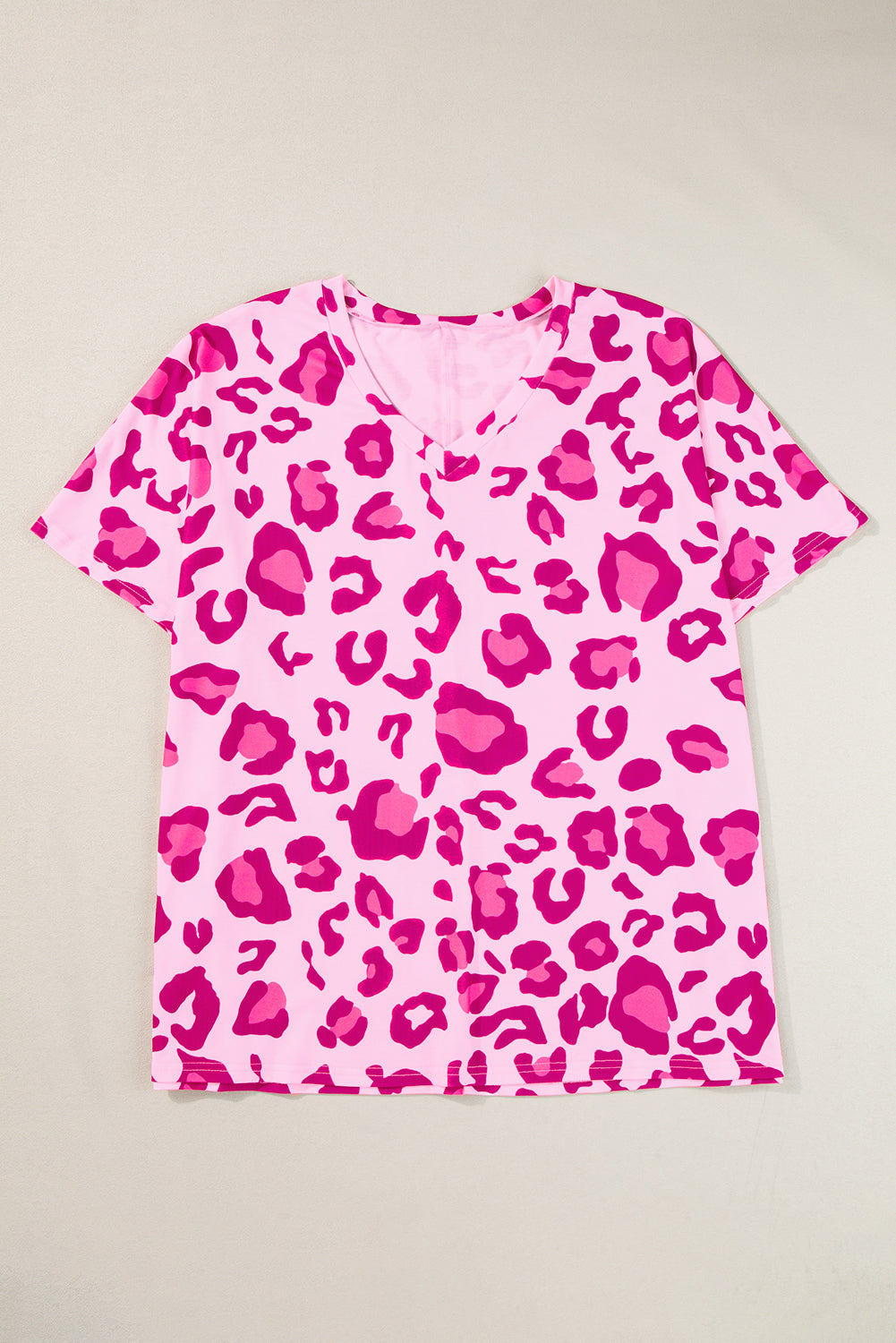 Leopard Print V Neck Plus Size Tee