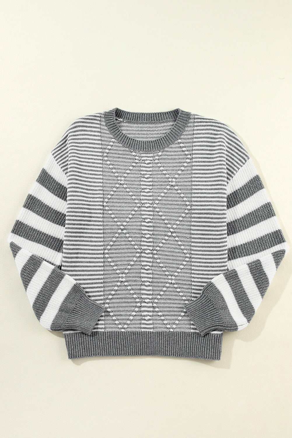 Stripe Twisted Knitted Drop Shoulder Sweater