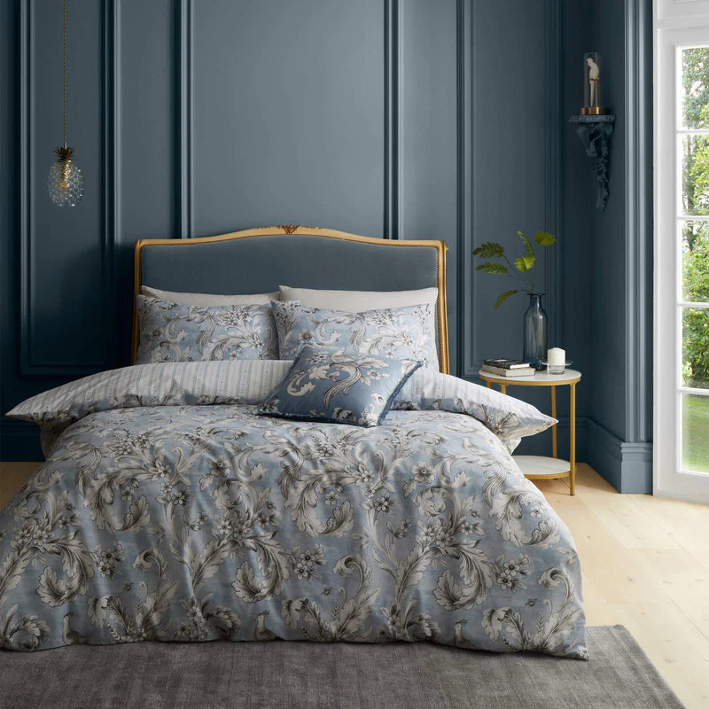 Regal Floral Blue Duvet Cover Set - Bridgerton By Catherine Lansfield