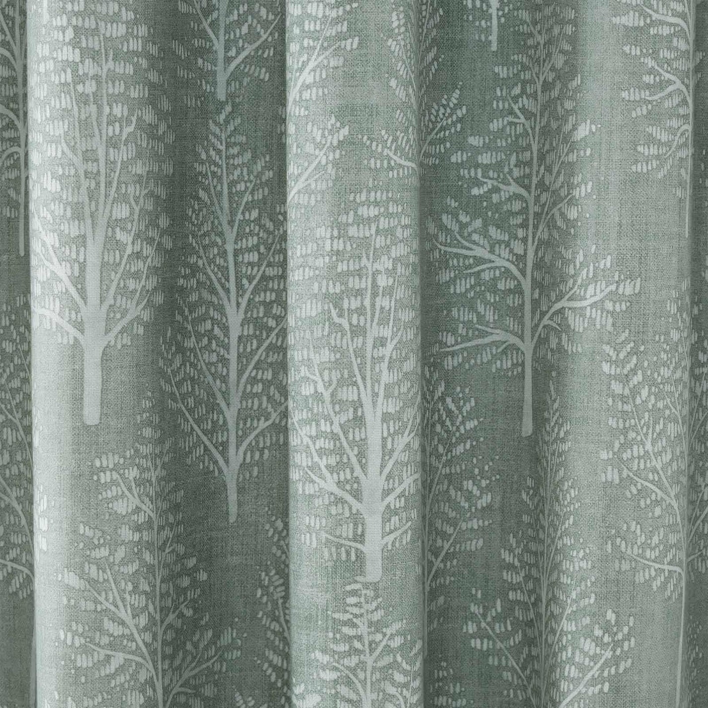 Sage Green Alder Trees Lined Eyelet Curtains - Catherine Lansfield