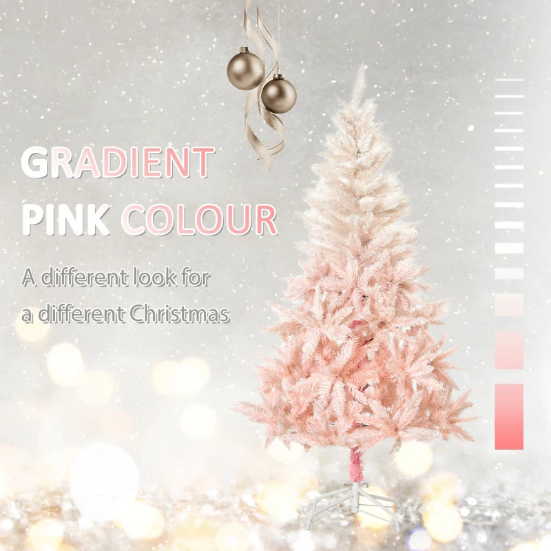 6FT Pink Artificial Christmas Tree Metal Stand