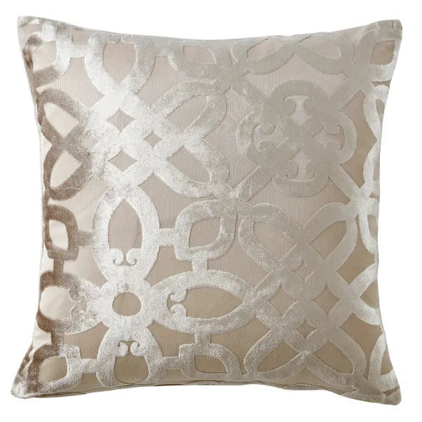 Lattice Cut Velvet Cushion in Natural by Catherine Lansfield