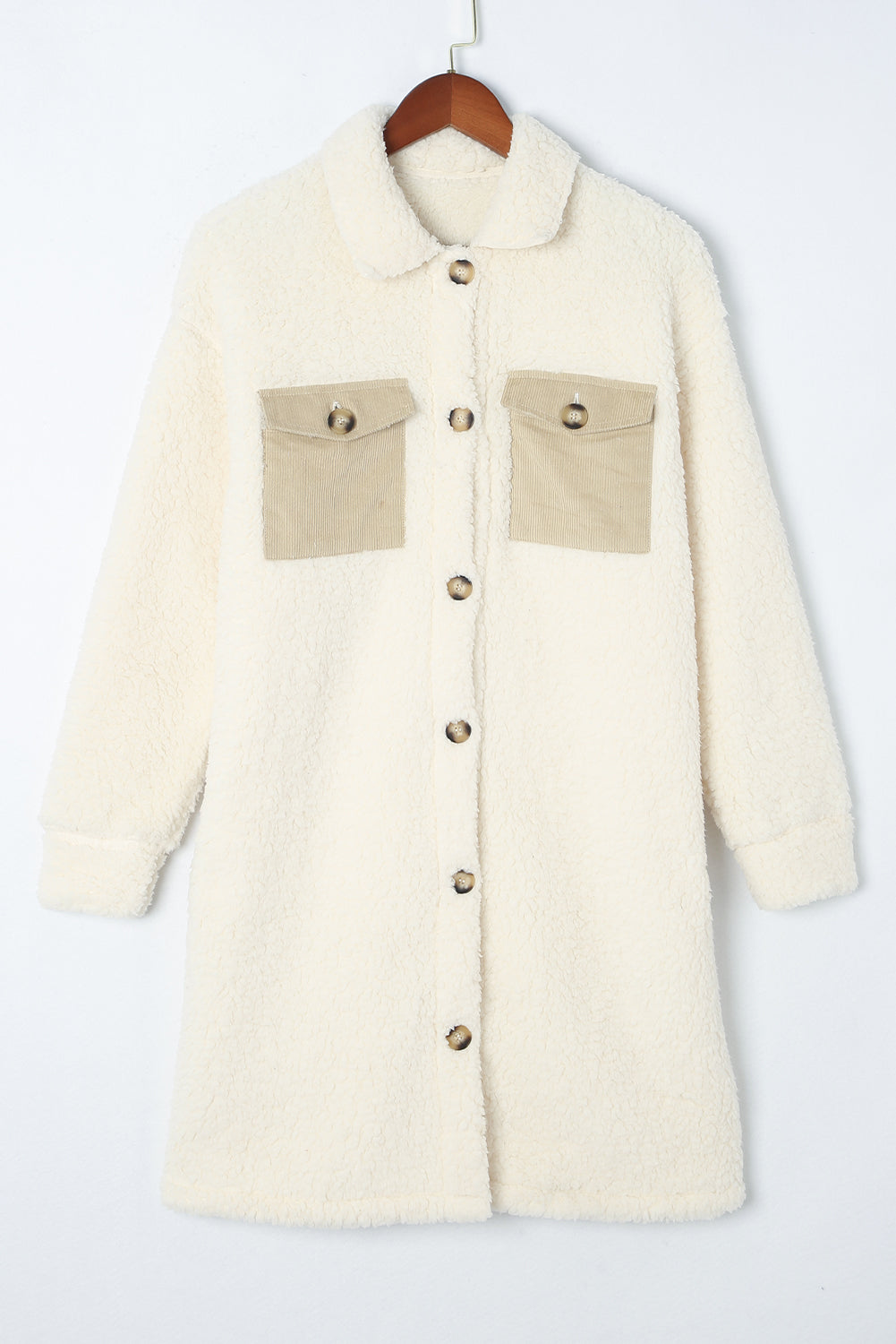 Flap Pocket Single Breasted Teddy Coat