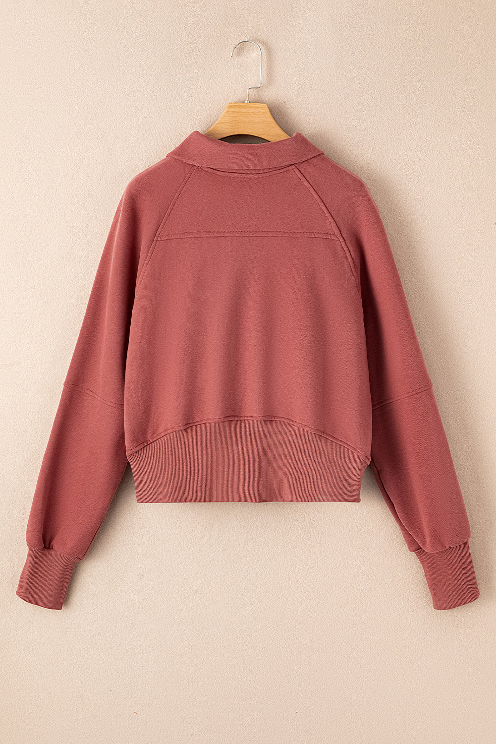 Zip Up Stand Collar Ribbed Thumbhole Sleeve Sweatshirt - 12 Colours Available