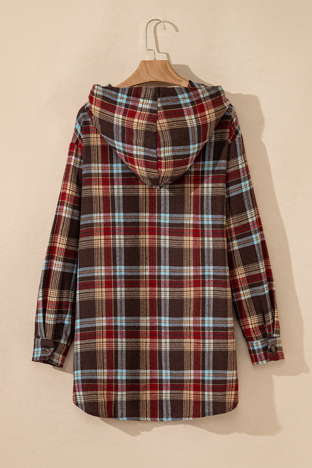 Plus Size Plaid Kangaroo Pocket Drawstring Hoodie