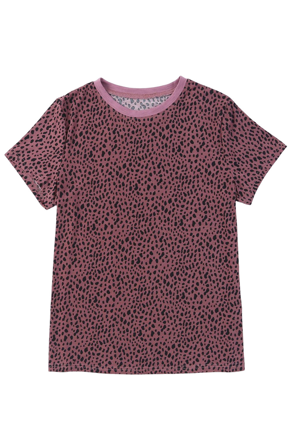 Cheetah Print Casual Short Sleeve Crew Neck T Shirt