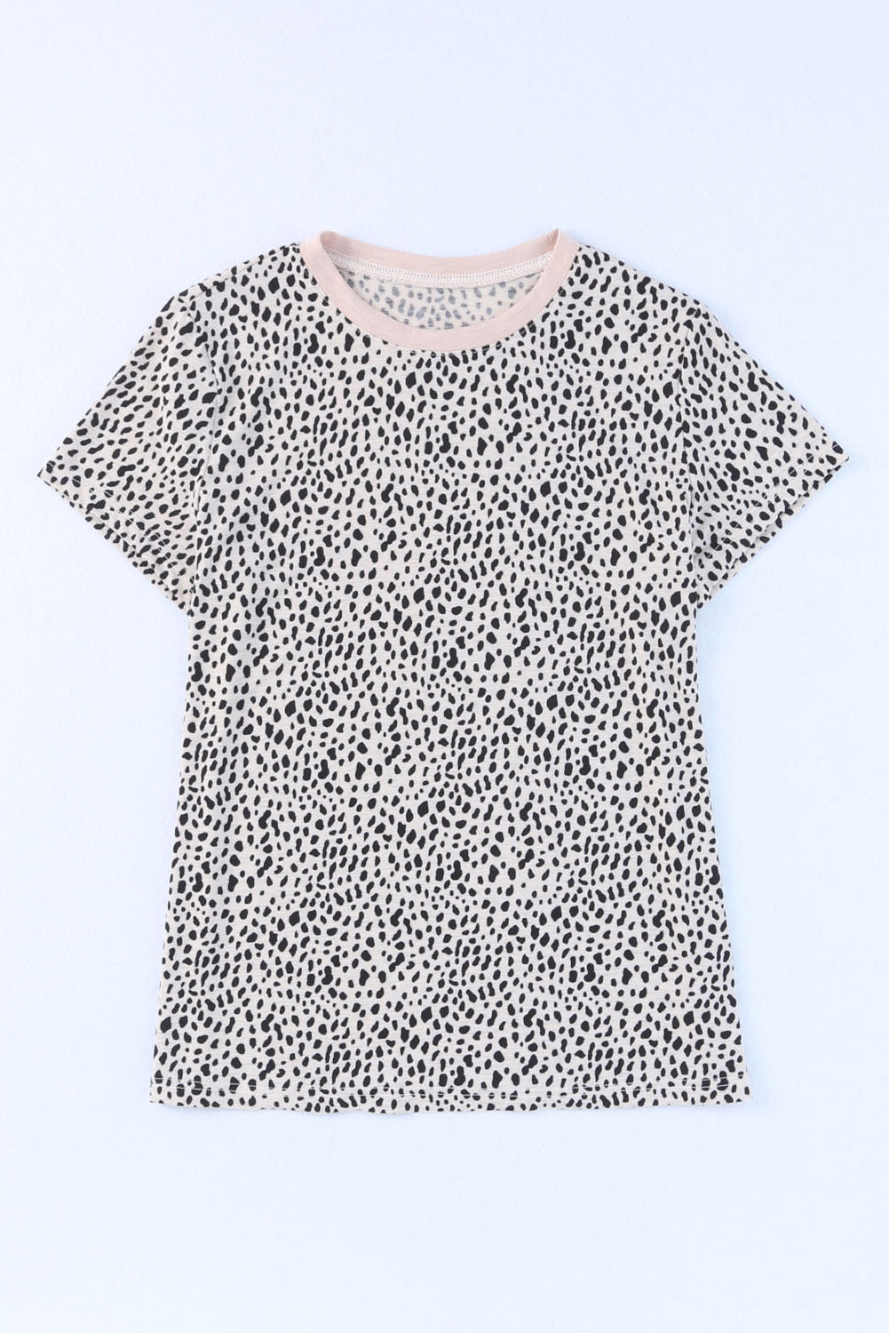 Cheetah Print Casual Short Sleeve Crew Neck T Shirt