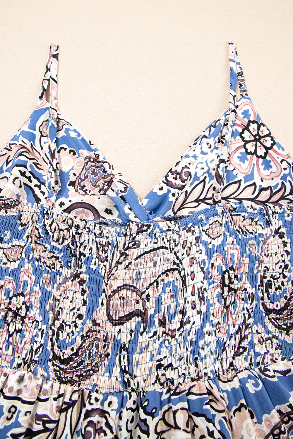 Blue Paisley Print Twist Boho Maxi Dress