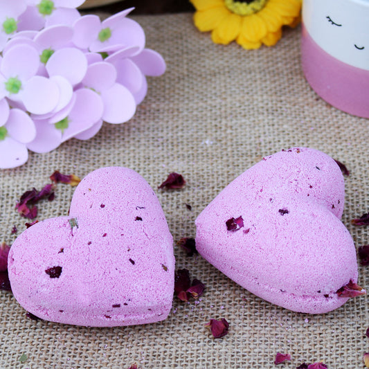 5x Love Heart Bath Bombs - Ylang & Rose