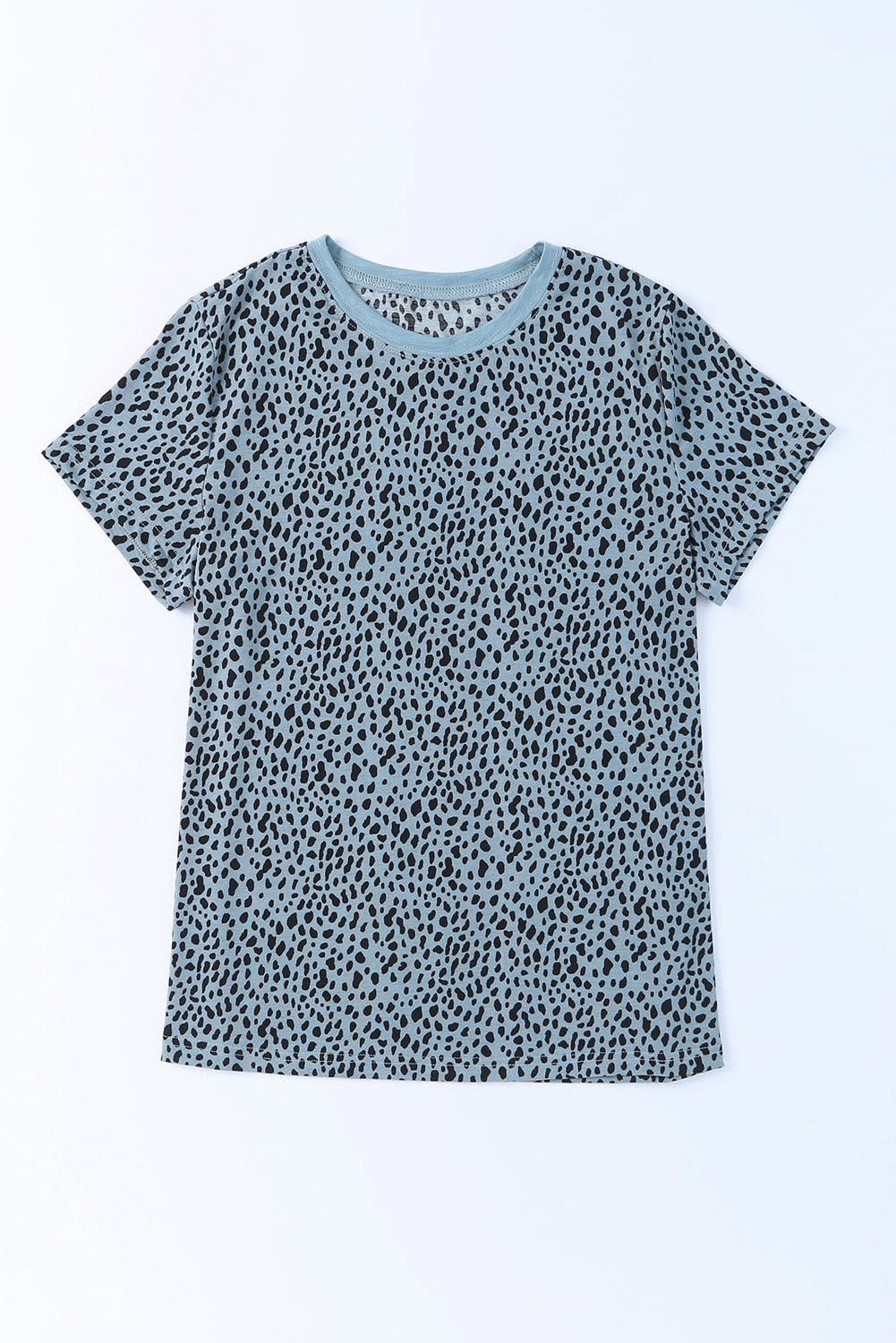 Cheetah Print Casual Short Sleeve Crew Neck T Shirt