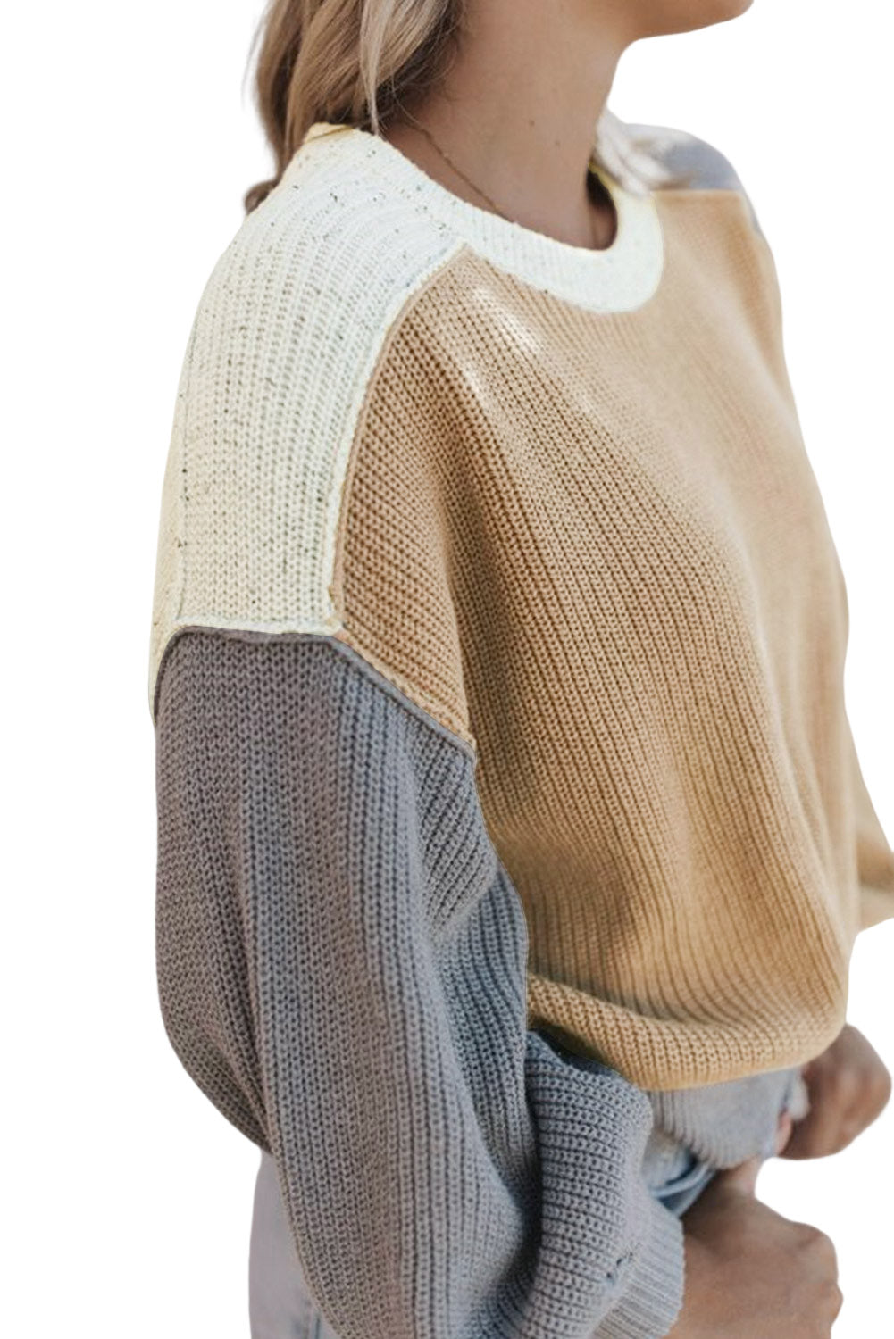 Multicolour Patchwork Loose Fit Chunky Knit Sweater