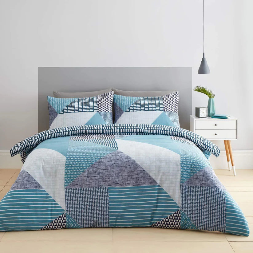 Larsson Geo Geometric Teal Duvet Cover Set by Catherine Lansfield