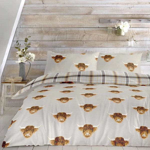 Highland Cow Ochre - Easy Care Duvet Cover Set - By Fusion