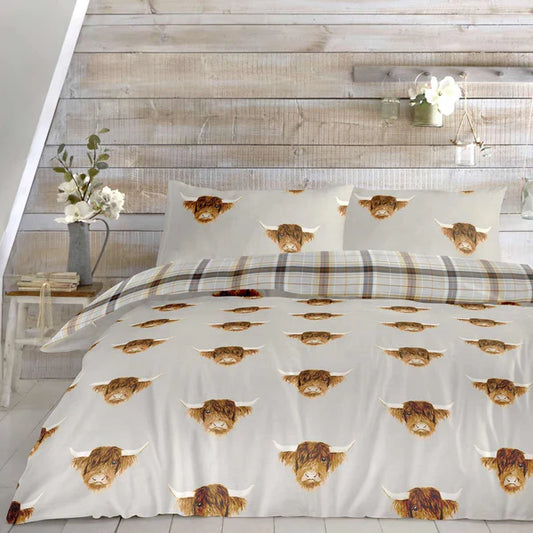 Highland Cow Ochre Easy Care Duvet Cover Set By Fusion