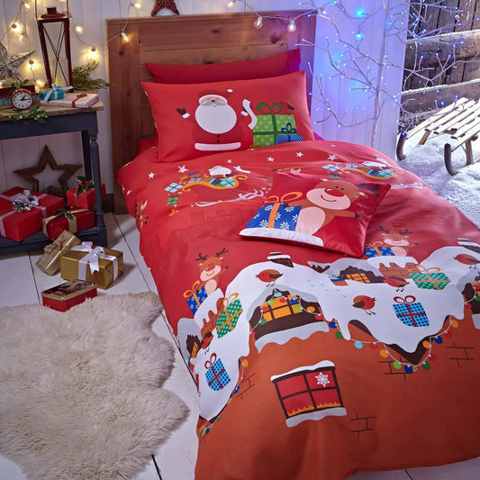 Santa's Christmas Presents Red Duvet Cover Set by Catherine Lansfield Kids