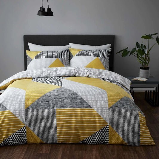 Larsson Geo Geometric Ochre Duvet Cover Set by Catherine Lansfield