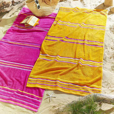 Rainbow Pairs Beach Towels Pink & Orange by Catherine Lansfield