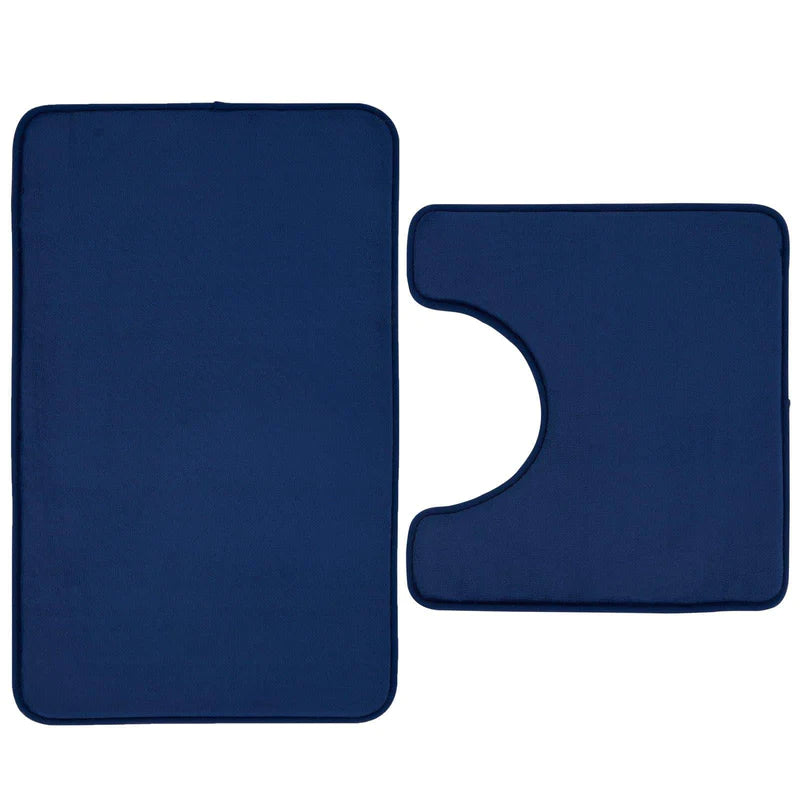 Anti-Bacterial Bath & Pedestal Mat Set Navy