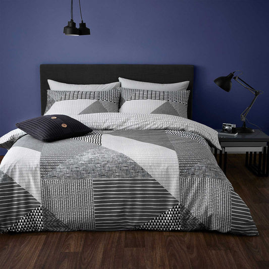 Larsson Geo Geometric Grey Duvet Cover Set by Catherine Lansfield