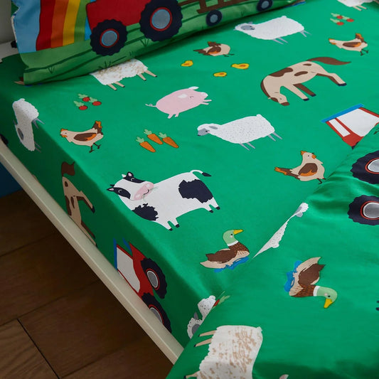 Farmyard Animals Fitted Sheet by Catherine Lansfield Kids