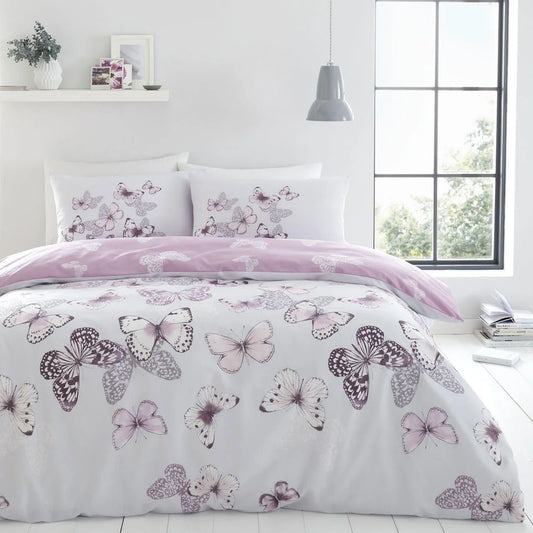 Scatter Butterfly Reversible Heather Duvet Cover Set by Catherine Lansfield