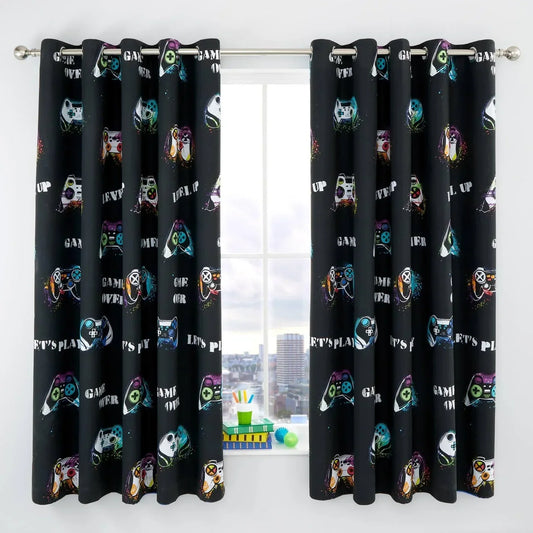 Game Over Eyelet Curtains by Catherine Lansfield Kids