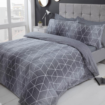 Calvin Geometric Ombre Grey Duvet Cover Set