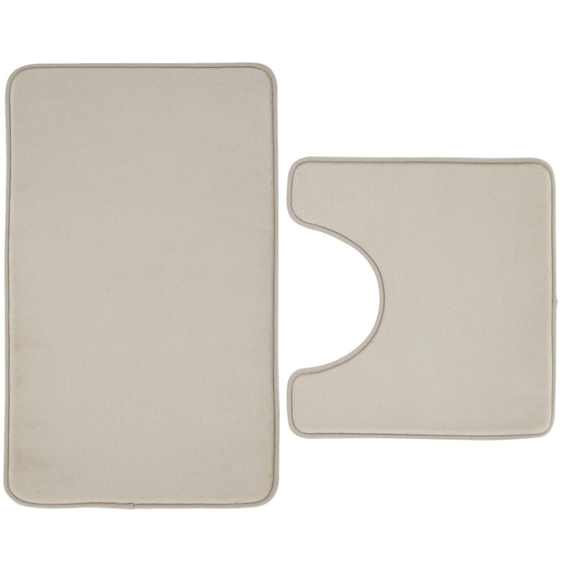 Anti-Bacterial Bath & Pedestal Mat Set Natural