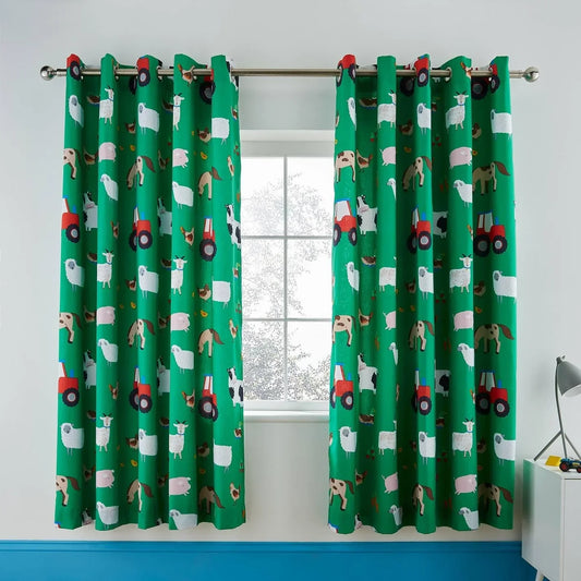 Farmyard Animals Eyelet Curtains by Catherine Lansfield Kids