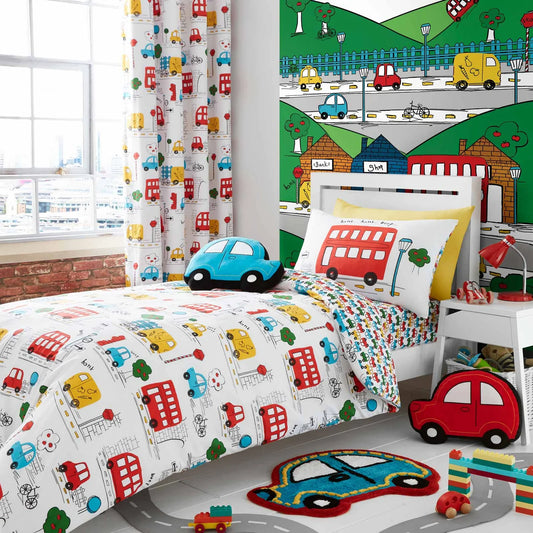 Transport Reversible Bright Duvet Cover Set by Catherine Lansfield Kids