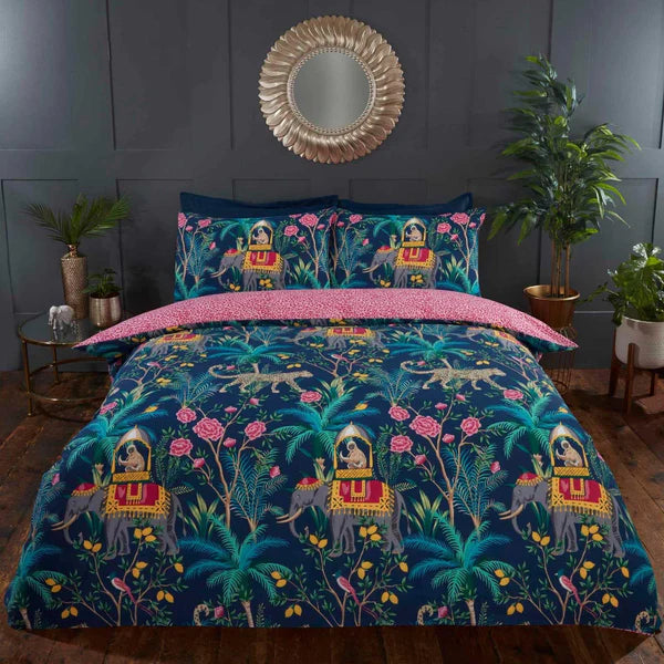 Jungle Expedition Animal Print Navy Duvet Cover Set