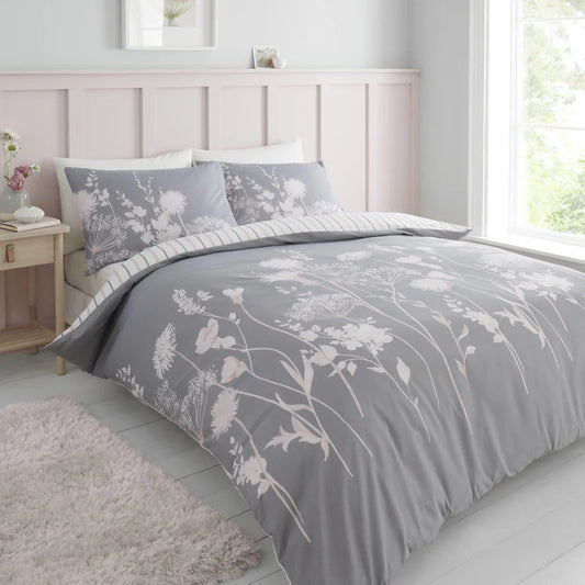 Meadowsweet Floral Grey Duvet Cover Set by Catherine Lansfield