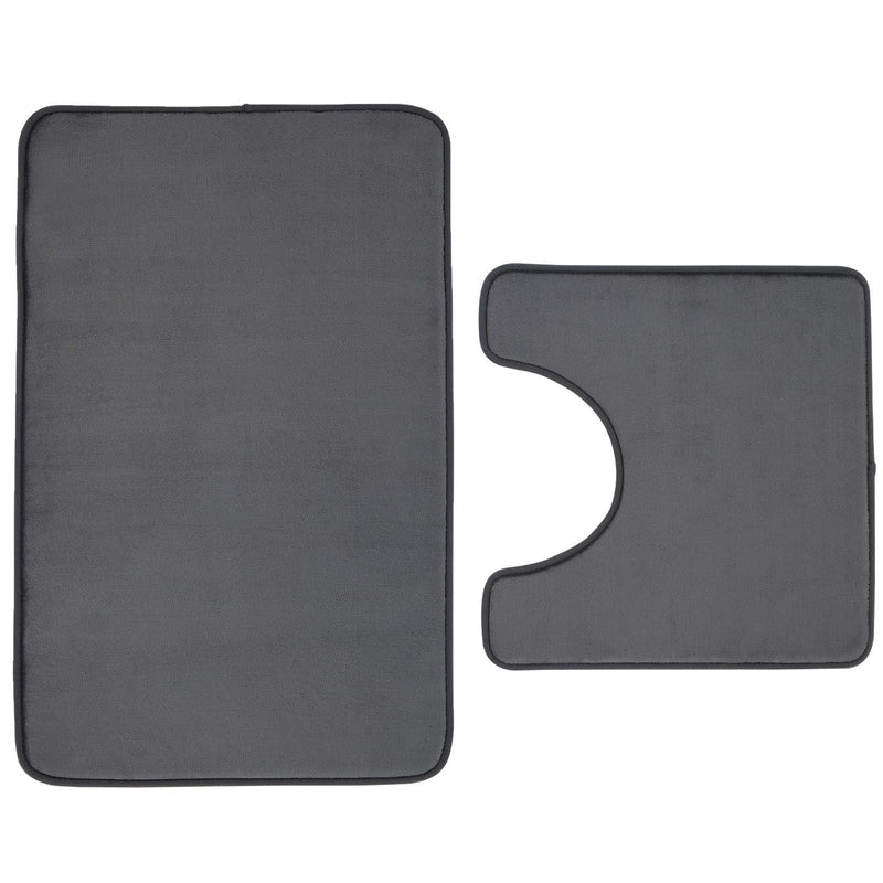 Catherine Lansfield Anti-Bacterial Bath & Pedestal Mat Set in Charcoal