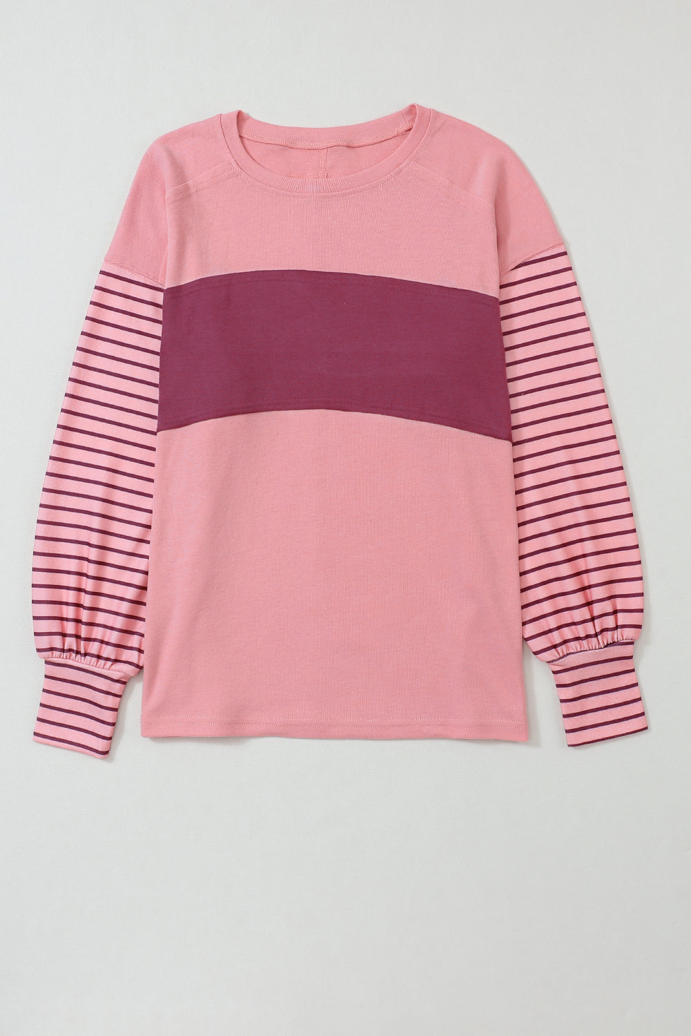 Colorblock Striped Bishop Sleeve Top