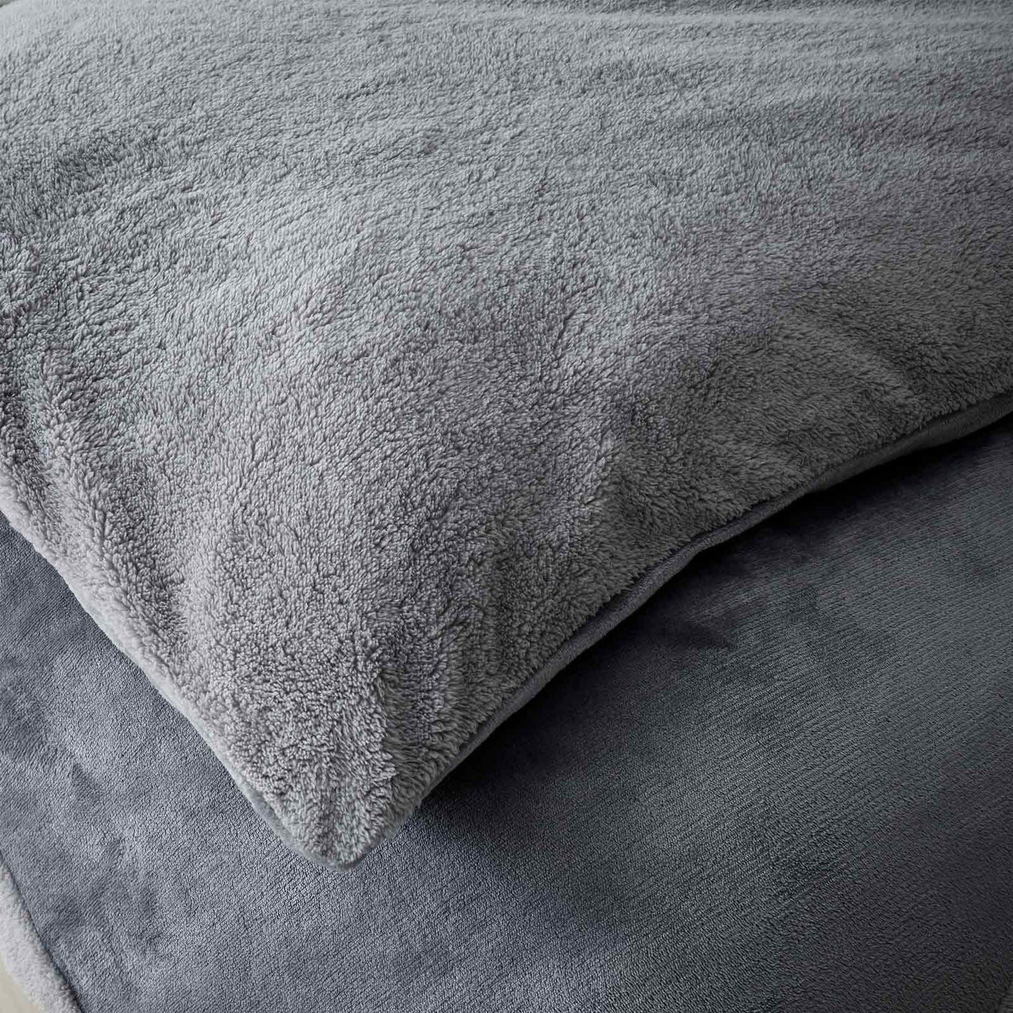 Cosy Larsson Geo Fleece Grey Duvet Cover Set - Catherine Lansfield