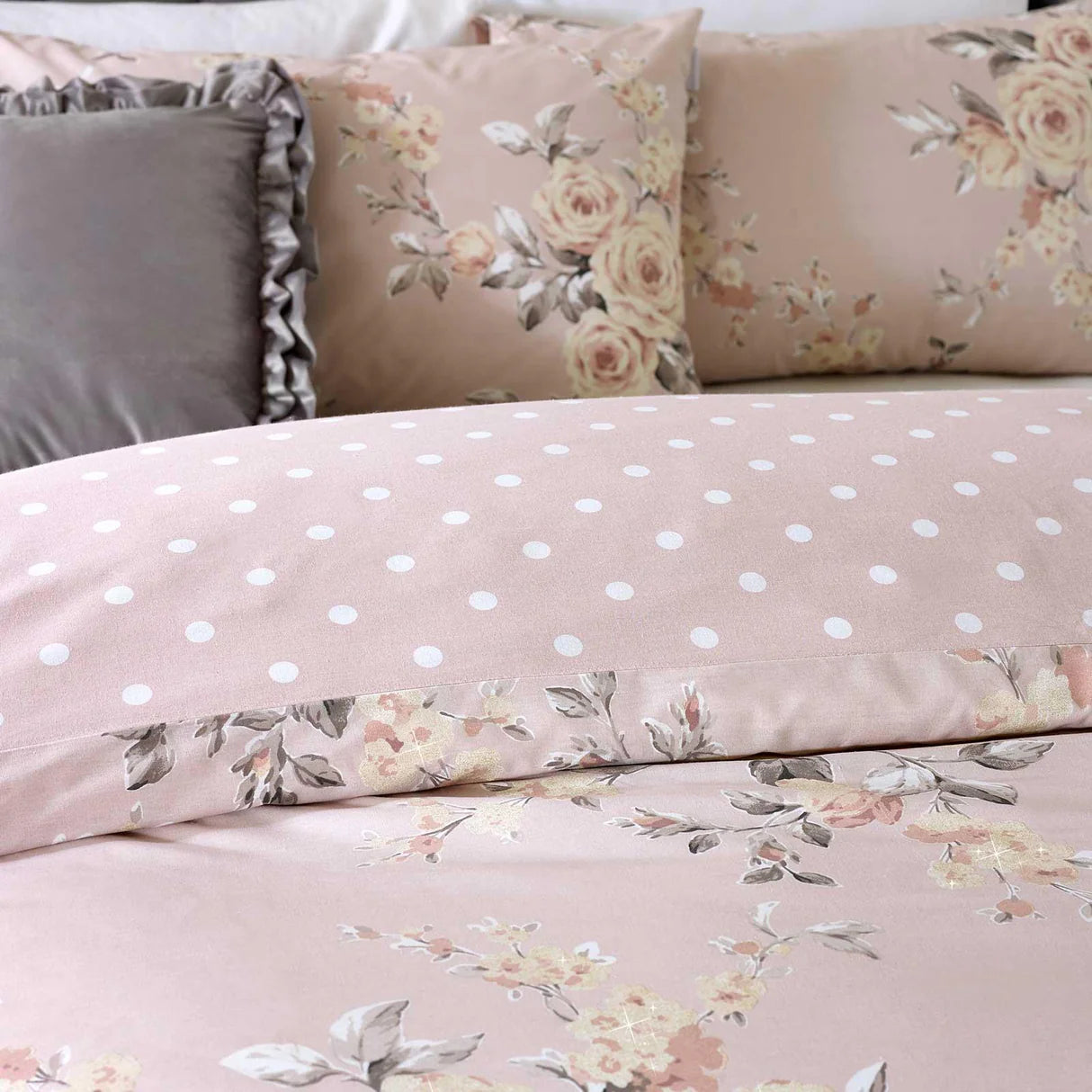 Canterbury Floral Reversible Blush Duvet Cover Set by Catherine Lansfield