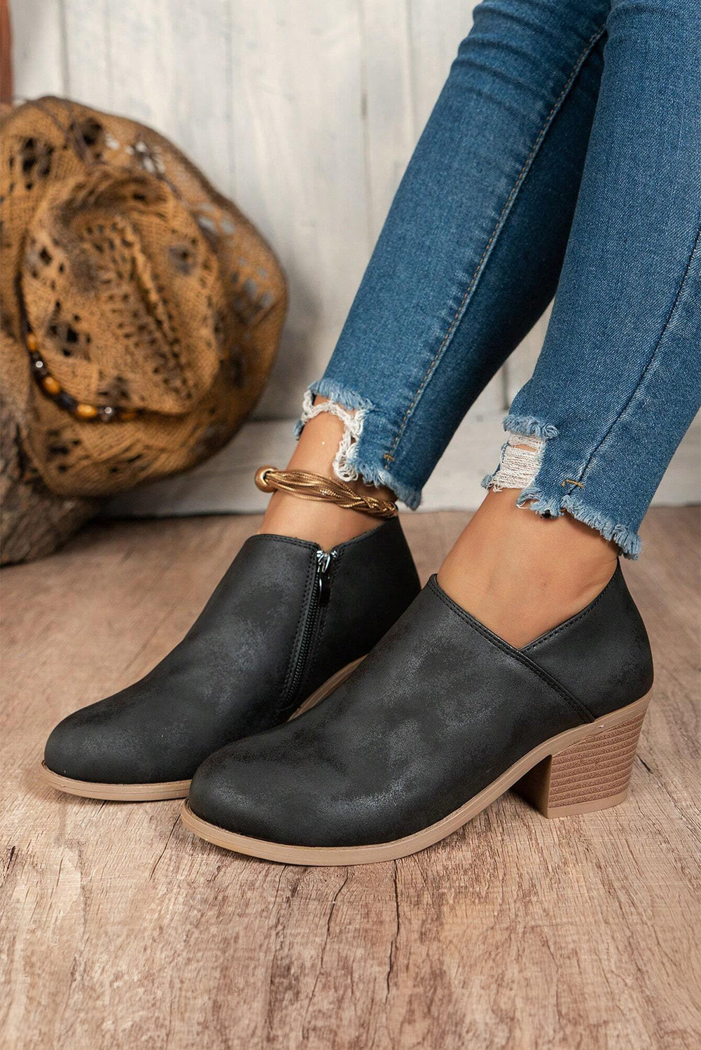 Philippine Gray Suede Ankle Boots